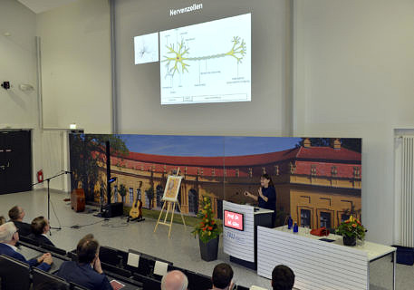 Preisträgerin Prof. M. Götz bei ihrem Vortrag (Bild: Harald Sippel)